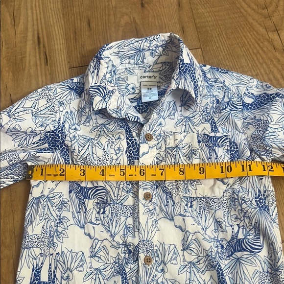 Carter's Blue and White Button Down Jungle Print - Picture 6 of 7